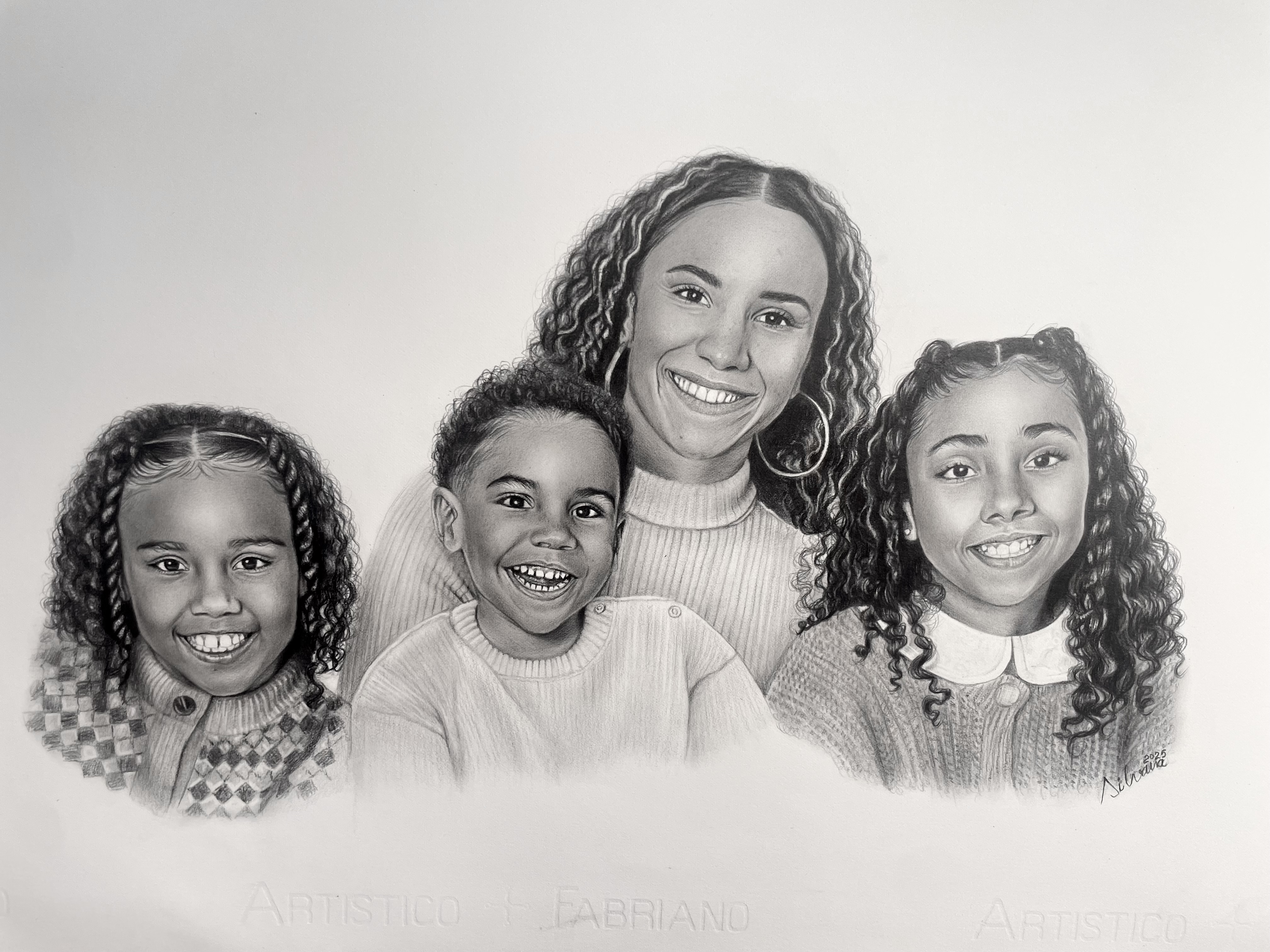 Graphite human portrait drawing from photo